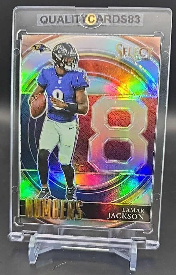 LAMAR JACKSON RAINBOW HOLO FOIL INSERT CARD WITH CASE BALTIMORE RAVENS - Image 2 of 4