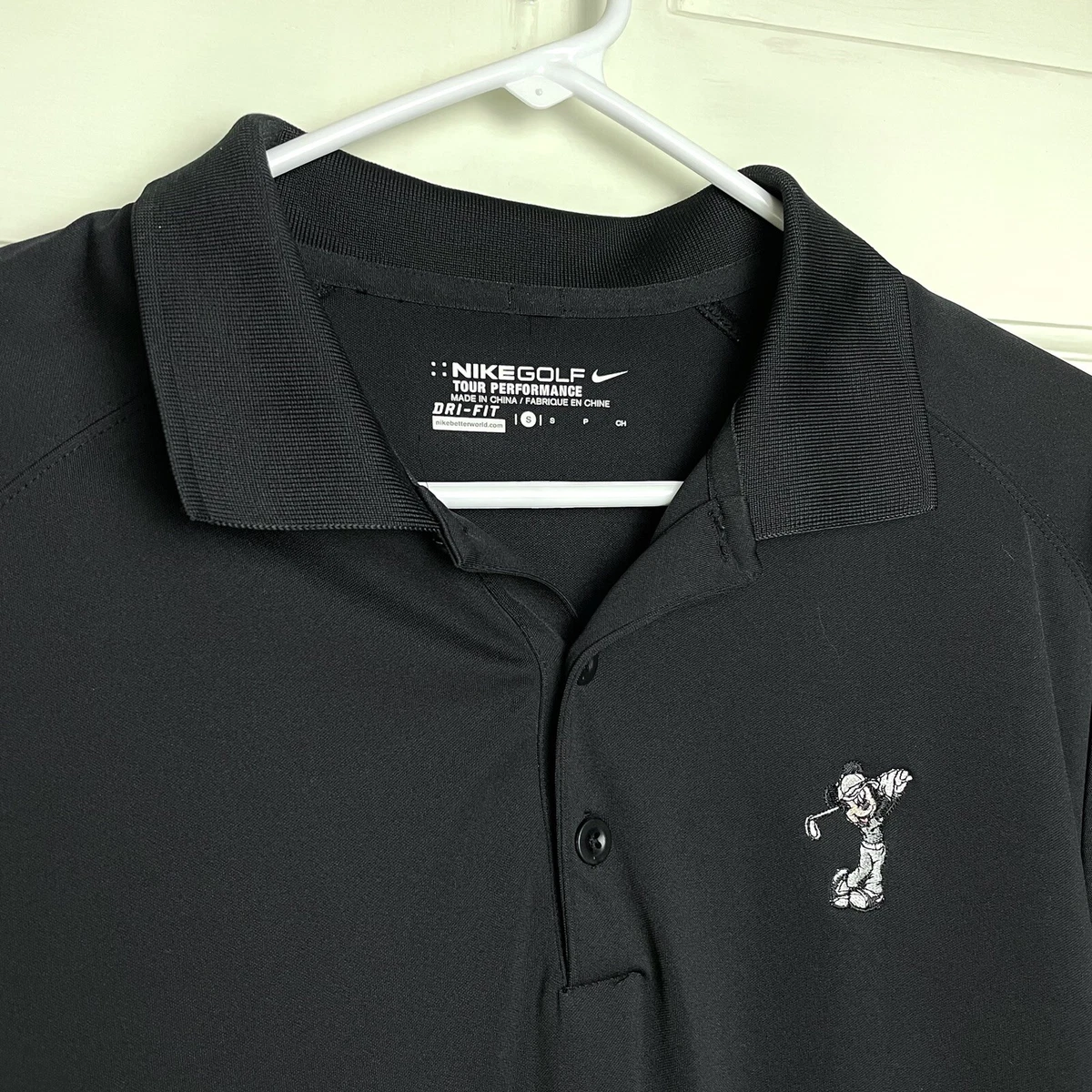 Nike Dri Fit Disney Golf Mickey Mouse Embroidered Black Polo Shirt