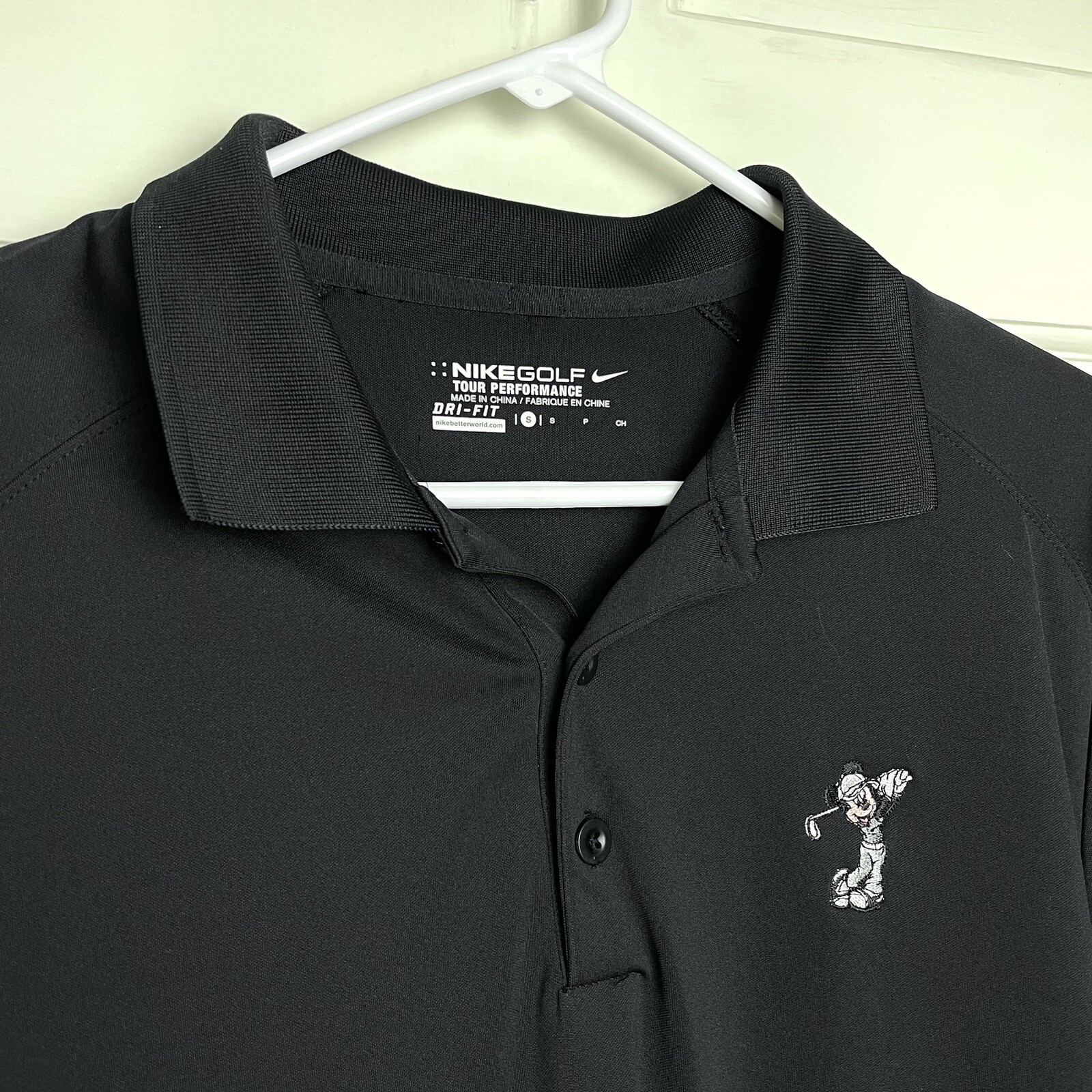 Nike Dri Fit Disney Golf Mickey Mouse Embroidered Black Polo Shirt Size