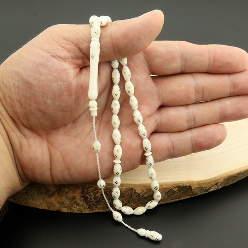 Small Brass inlay Camel bone 33 beads Islamic Prayer Beads Misbaha Tesbih 302114 - Picture 7 of 7