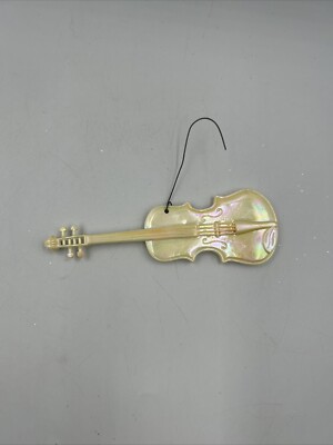 Ornement De Noël Vintage - Mini Guitare Et Violon Irisés - Plastique 5,5 Cm