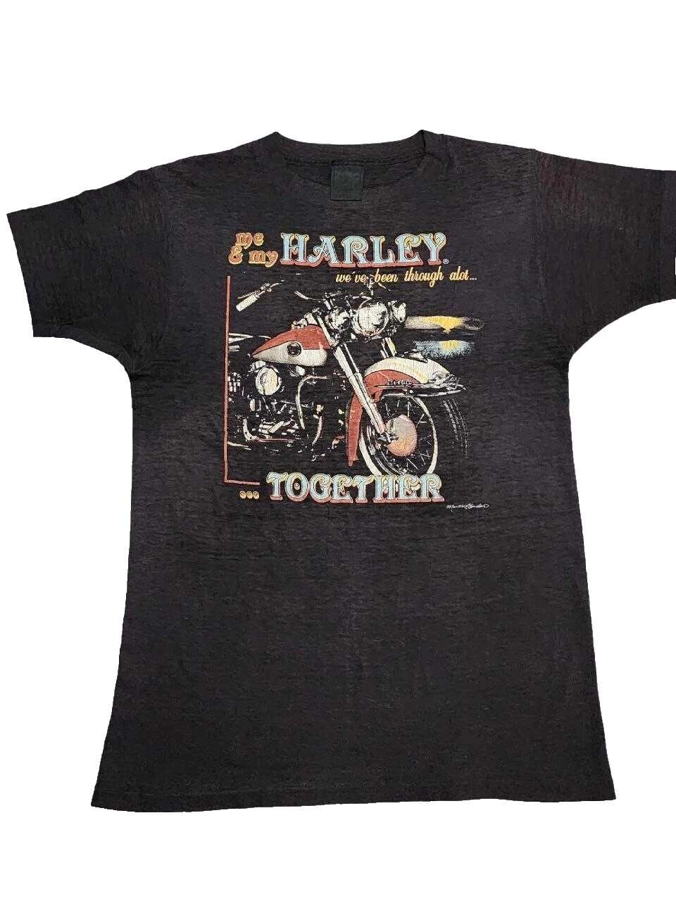 Harley-Davidson Black Polyester Vintage T-Shirts for Men