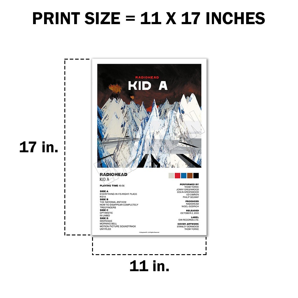 Radiohead Kid A 2000 Vinyl Record LP Album Poster Art Print