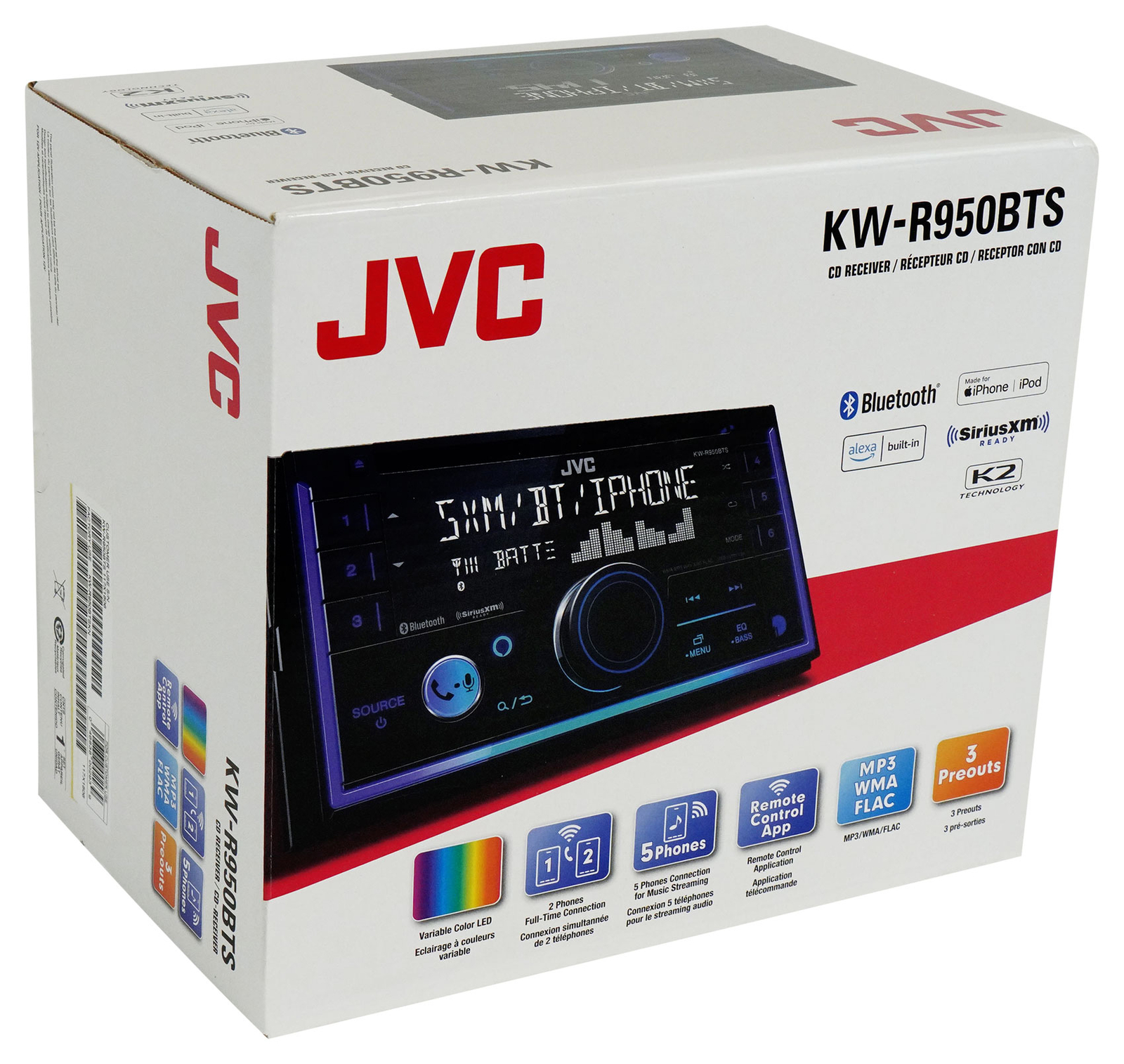 JVC KWR950BTS 2Din Car Stereo CD Receiver w/ Bluetooth/USB/XM Ready
