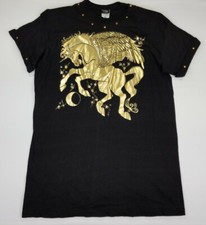 VTG Penney Lynn Shirt XL Black Golden Unicorn Padded Shoulder Made In USA 90s