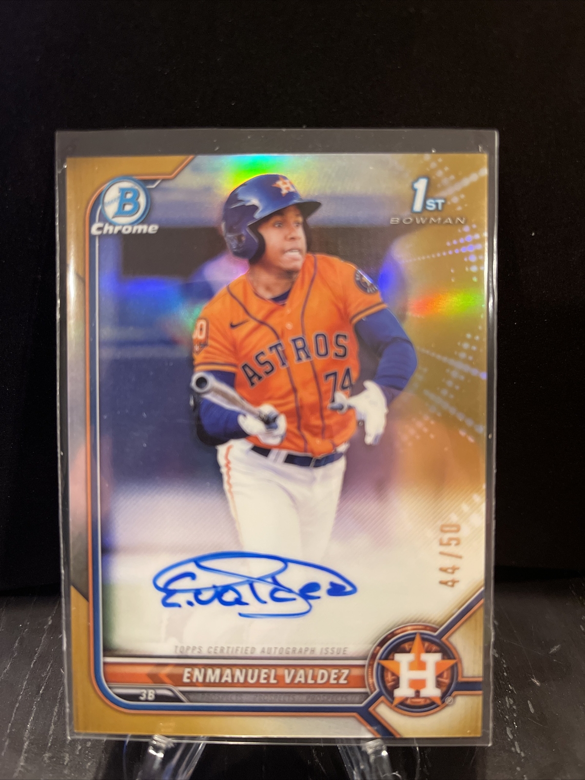2022 Bowman Chrome Enmanuel Valdez 1st Bowman TRUE GOLD REFRACTOR AUTO 42/50