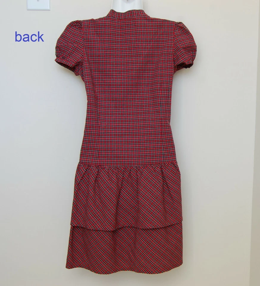 Vestido American Living Niña Botón Frontal Volantes Cuadros 100% Algodón, Talla 16, Nuevo Foto 4 de 4