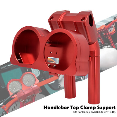 Red Gauge Housing 10'' Top Clamp Handlebar Riser Fit For Harley Road Glide 15-23