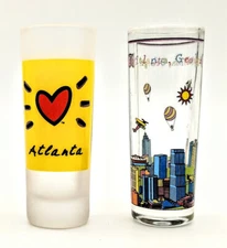 Shot Glasses - Pair of ATLANTA, GEORGIA - Collectible Souvenir Tall Shooters