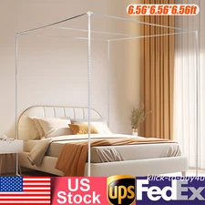 King Size Metal Canopy Bed Frame 4 Corner Bedding Canopy Frame Post Stainless