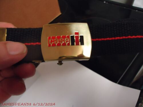 CASE INTERNATIONAL HARVESTER BELT W BUCKLE CAT SOLID BRASS CLOTH - Picture 2 of 2