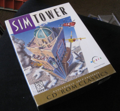 Vtg BIG BOX PC Game Sim Tower (1997 Maxis) CD Rom Classics EX FREE Shipping