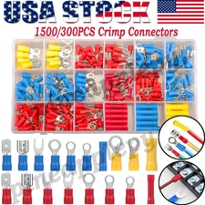 1500Pcs Assorted Insulated Electrical Wire Terminals Crimp Spade Connectors Kit