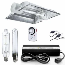 iPower 600W HPS MH Grow Light Kit Cool Tube Wing Cool Tube Reflector Hood Set