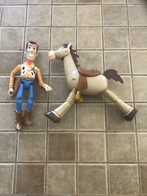 Toy Story Quick-Draw Woody and Kicking Bullseye Disney Pixar 1995 Vintage