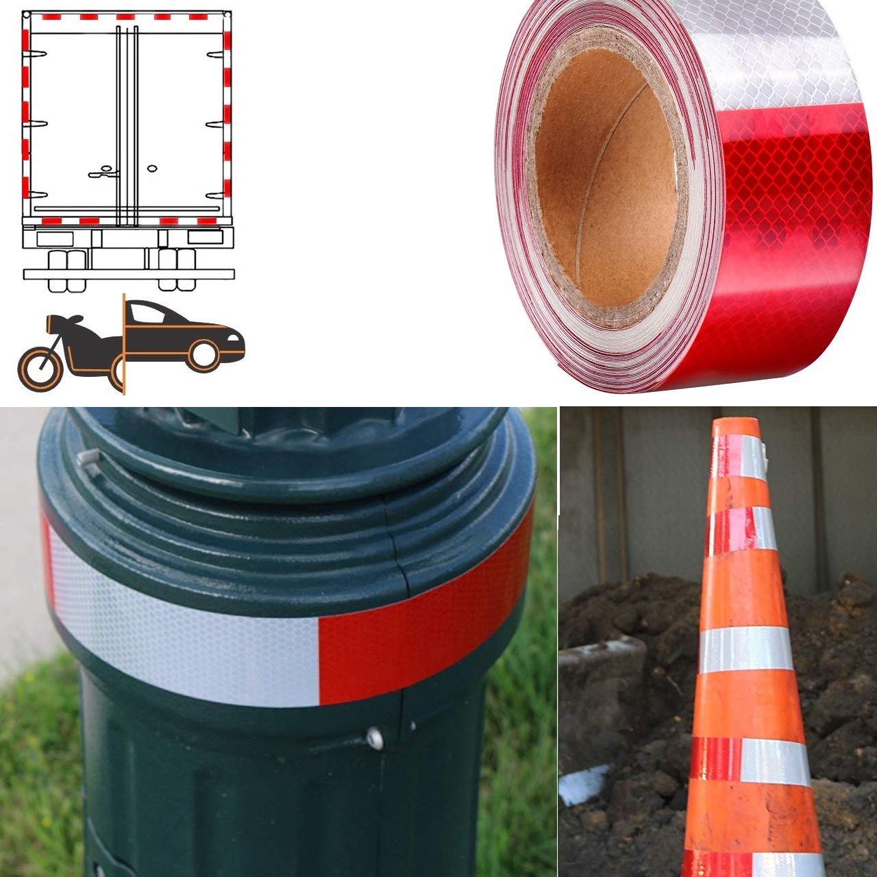 For Red W Reflective Tape Warning Intensive Mark