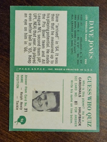 1966 Philadelphia Fußballkarten vervollständigen Ihr Set Sie wählen #1 - 104 - Bild 189 von 205
