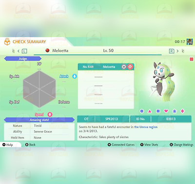 🌟Meloetta Rare Event 6iv Best Stats Low & High Level Pokemon Home