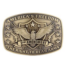 Right to Bear Arms Belt Buckle Western Coyboy Native American RBA-03-G 