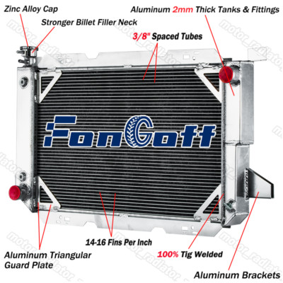 3 Rows Aluminum Radiator For 1985-1997 Ford Bronco F150 F250 F350 5.0L 5.8L 7.5L
