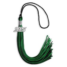 Endea Graduation Black/Green Mixed Color Tassel With Silver Date Drop
