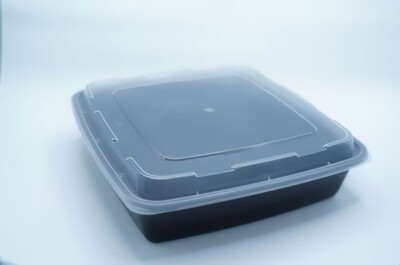 48oz Square PP Container with Lid - 100pc