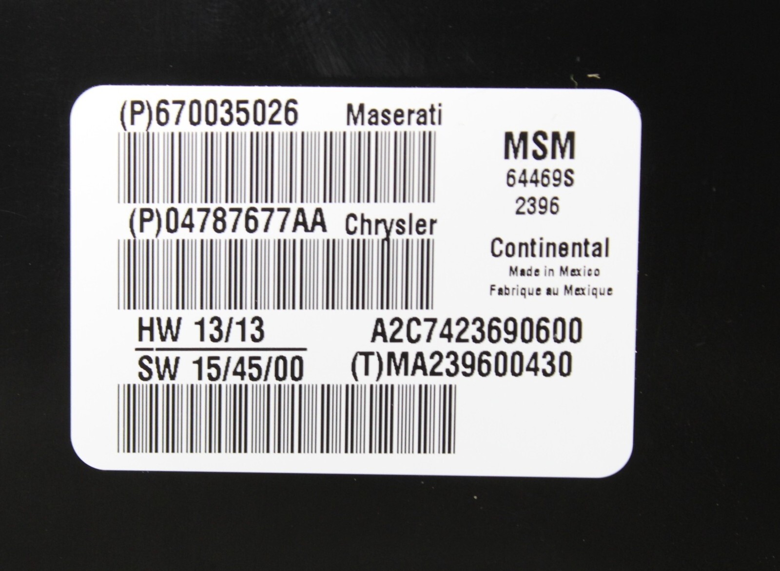 2017-20 MASERATI LEVANTE FRONT LEFT SIDE DRIVER SEAT COMPUTER CONTROL MODULE OEM