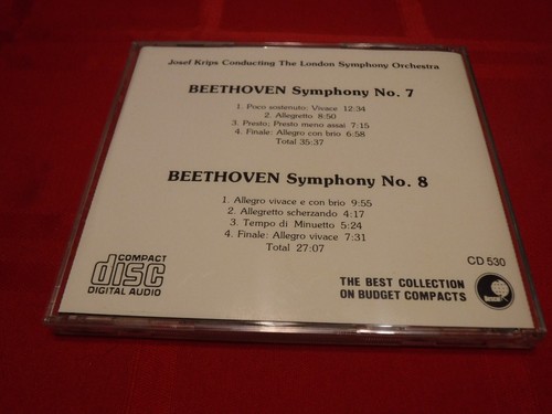 Beethoven Josef Krips London Symphony Orchestra Symphony No 7 Symphony No 8 CD - Foto 4 di 7