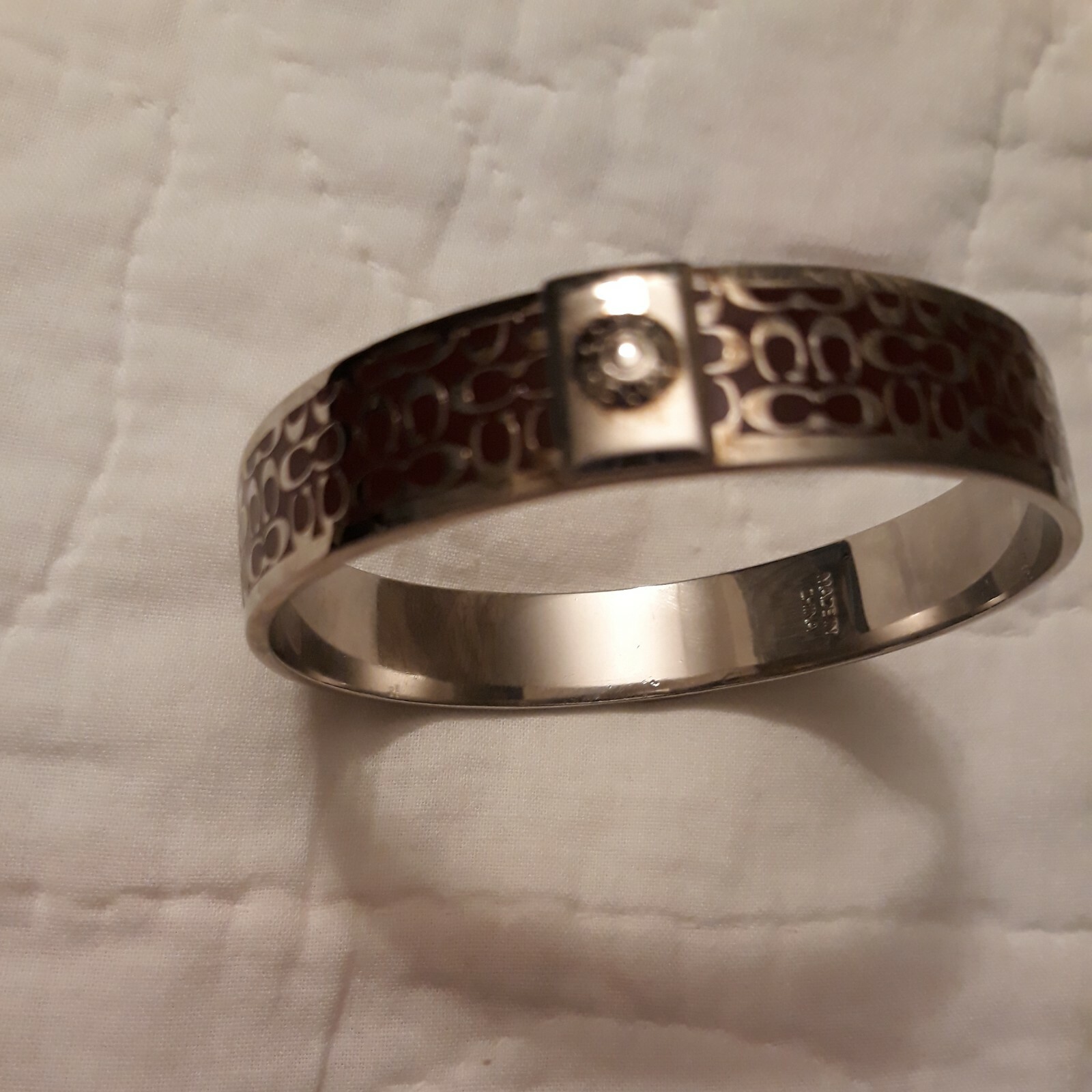 Coach Bangle Bracelet Signature silver burgundy Woman… Gem