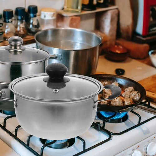 Stainless Steel Boiling Pots with Lid Retro Soup Cooking - Picture 9 of 12