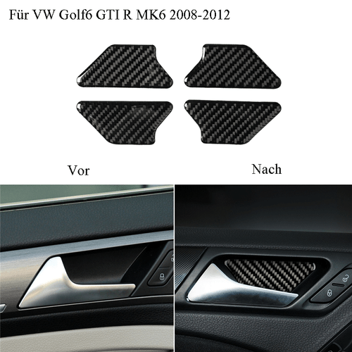 4Pcs Carbon Fiber Interior Door Bowl Trim Cover For VW Golf 6 MK6 GTI