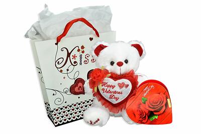 teddy bear and chocolates valentines day