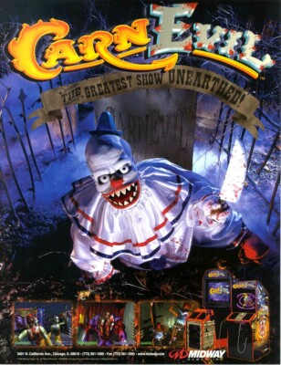 Carn Evil Arcade FLYER Original NOS Video Game Killer Clown Horror It Carnival 