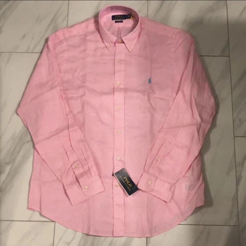 Polo Ralph Lauren Men's Classic Fit Linen Button Down Shirt Pink $138 New