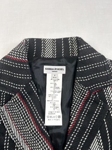 SONIA RYKIEL Enfant Blazer Jacket Little Girl Wool Blend Black Red SZ 6 ANS EUC - Picture 2 of 12