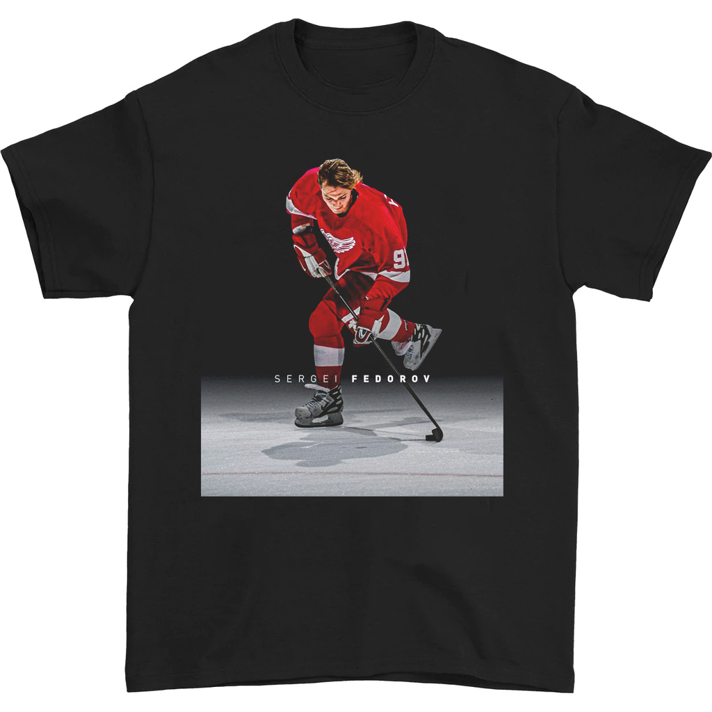 Sergei Fedorov Detroit Red Wings T-shirt Black Unisex All Sizes