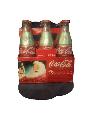 Coke A Cola 6pk Bottles 75th Anniversary Sunblom Santa