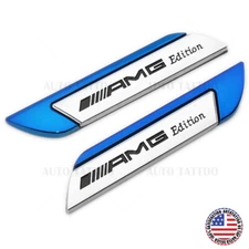Universal Fender Marker Car AMG Edition Blue Logo Badge Emblem Sport Decoration