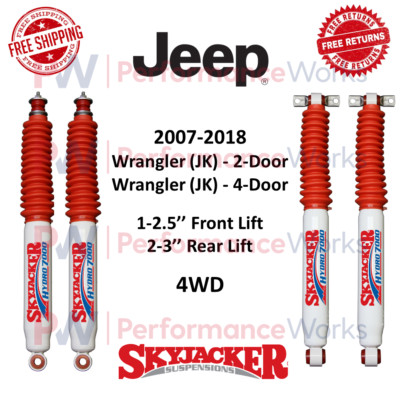 Skyjacker Hydro Shocks Set Front 1-2.5'' Rear 2-3'' Lift For 07-18 Wrangler JK 4WD
