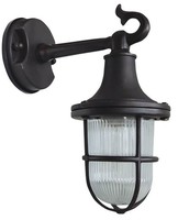 Hoflampe Wandleuchte AußEn Messing Glas H: 25 Cm IP64 Schwarz Antik E27 Maritim