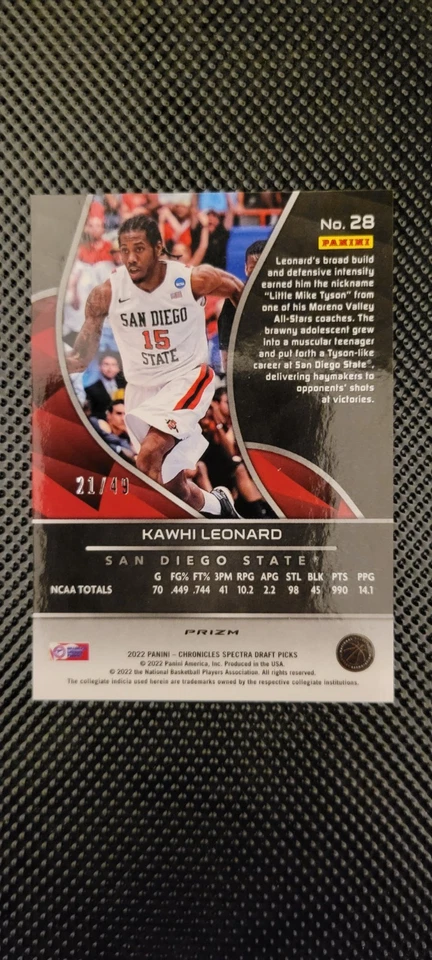 2022 Chronicles Spectra Draft Picks Kawhi Leonard #28 Interstellar Prizm /49 - Image 2 of 3