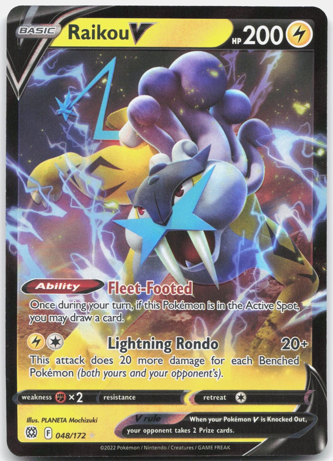 Raikou V 048/172 Holo V Rare Brilliant Stars Pokemon Holo Near Mint