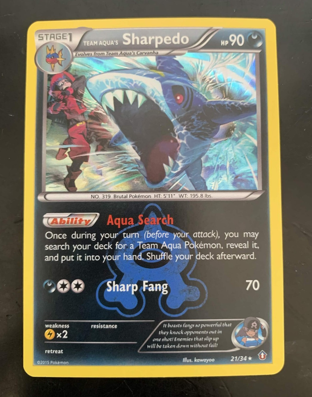 Pokemon Card • Team Aqua's Sharpedo Double Crisis 21/34 Holo Rare