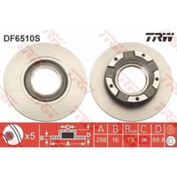Bremsscheibe TRW DF6510S TRW Single FüR Ford Hinterachse