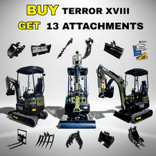 Free Ship TYPHON TERROR  XVIII 4000lb Mini Excavator Kubota D902 w 13 Attachment