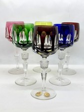 6 Nachtmann Bleikristall Weingläser Serie Antika Römergläser bunter Überfang 