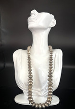 Vintage Native American Navajo Pearl Hand-Stamped Sterling Necklace 105.6 grams