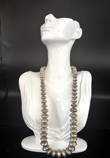 Vintage Native American Navajo Pearl Hand Stamped Sterling Necklace 105.6 grams