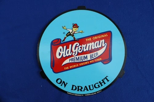 VTG Old German Beer Paper Insert Sign on Draught Queen City Brewing Cumberland