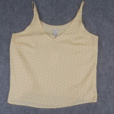 A New Day Camisole Women L Yellow Polka Dot V-Neck Adjustable Spaghetti Strap